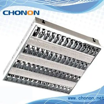 Grille recessed fluorescent lamp fixture