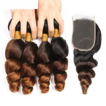 X-TRESS Cheap Price Human Hair Ombre Colors Bundles With Closure Loose Wave Hair Bundles For All Women Human Hair Bundles Weave