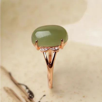 Gold Hotan Jade Auspicious Cloud Ring