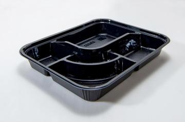 Compartment Disposable Plastic Bento Box With Clear Lid