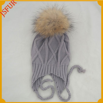 Jsfur Wholesale Real Thick Ball Raccoon Fur Children Hat In Winter