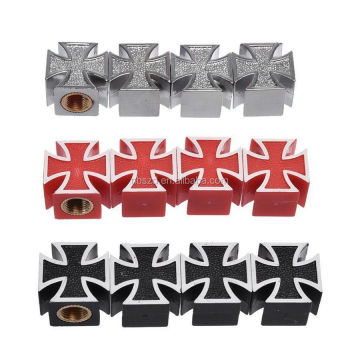 Iron Cross Wheel Rim Tire Pressure Air Stem Valve Caps for Cars, Trucks, and Bikes - New