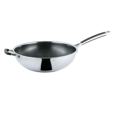 22cm Stainless Steel Chinese Cantonese Wok Pan