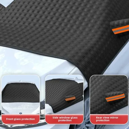 Thickened Magnetic Snow Cover for Black Car with Antifreeze Half Cover