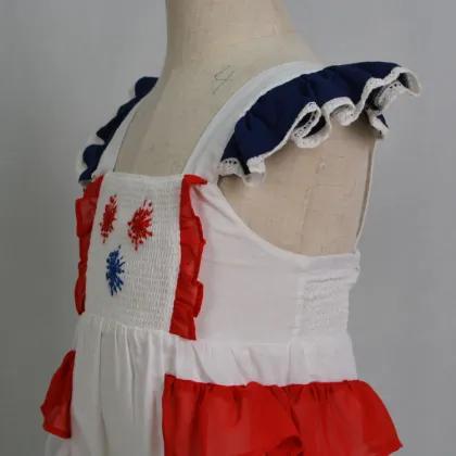 Baby Girls Embroidery July 4th Chiffon Baby Romper
