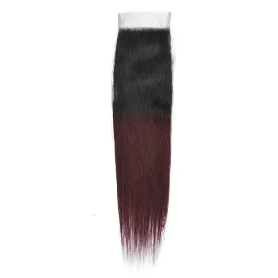 Ombre Color 1B 99J Virgin Human Straight Hair HD Lace Closure 2x6 4x6 Lace Closure 4x4 5x5 All Size Lace Closure with Baby Hair