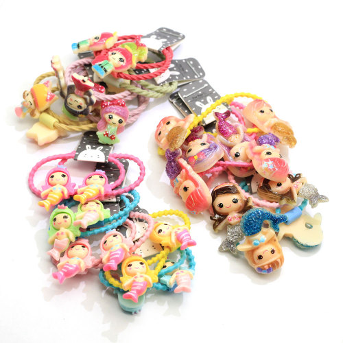 100pcs / lot Girl Mini Hair Band Fashion Candy Color Rubber Mermaid Girl Ties Ring Elastic Hair Rope Ponytail Holder