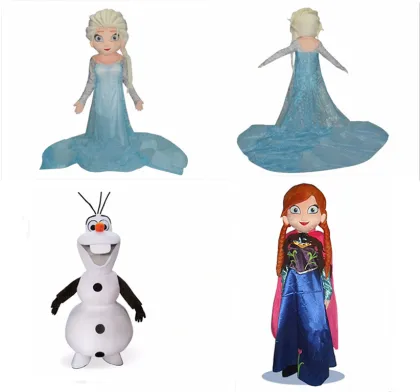 Hot Sale Frozen Cartoon Character Princess Elsa Anna and Snowman Mascot Costume Party and Festival Supply Adult Size