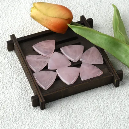Natural Rose Crystal Quartz triangle Shape Rose Crystal