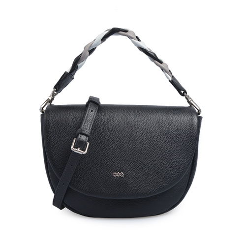 Vintage Lady Plain Leather Functional Crossbody Saddle Bag