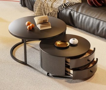 Black Minimalist Coffee Table Lamp for Modern High-End Living Rooms and Small Apartments
