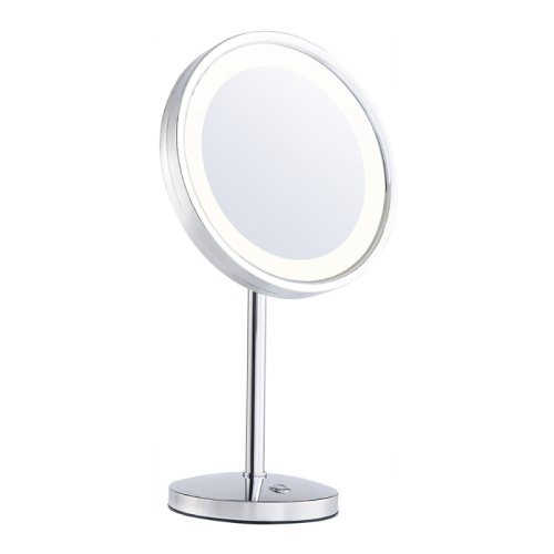 Round standing makeup mirror with lights