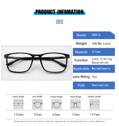 Wholesale Classic Black Rectangle Frame Unisex Optical Reading Glasses