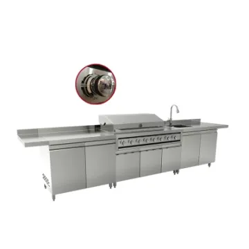Modern Luxury 8 Burners Gas BBQ Grill Outdoor Kitchen Island Stainless Steel Cabinet