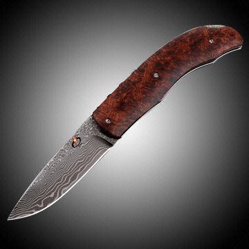 75mm Folding Knife, Damascus Steel 440C Edge