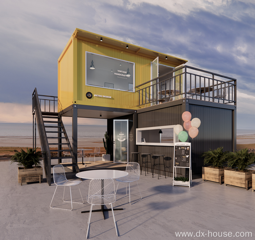 Container house is for living and coffee shop