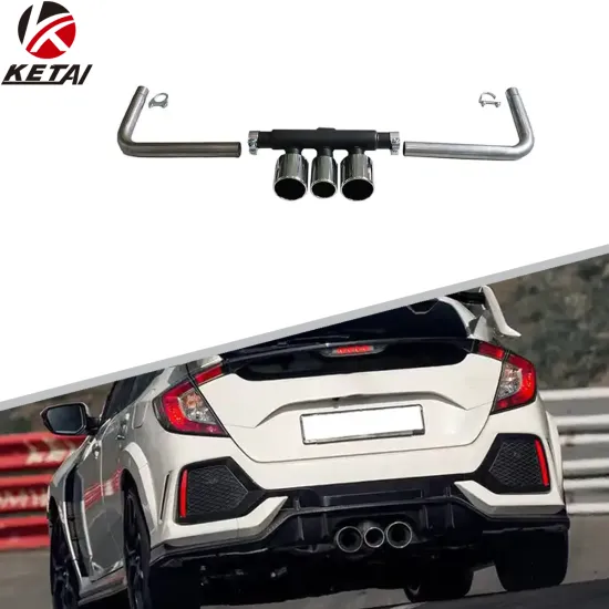 Type-R Style Silver Stainless Steel Car Bumper Tail Pipe for Honda Civic 2016-2022