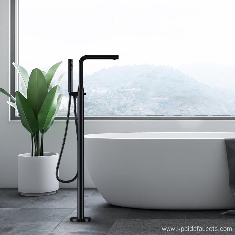 Black Floor Mount Freestanding Bathtub Faucet