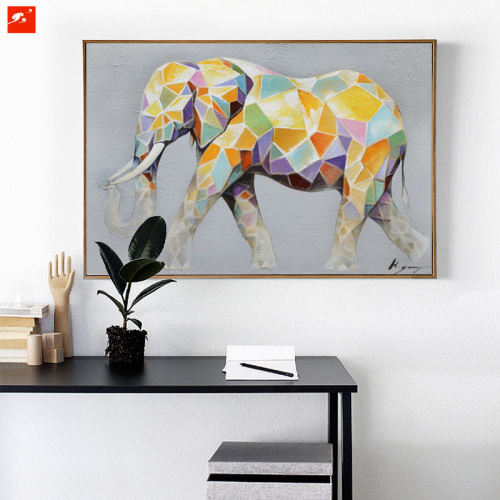 Colorful Cartoon Canvas Print Painting Elephant