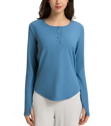 Lululemon Women's Ribbed Long-Sleeve Yoga Top for Casual and High-Elastic Running