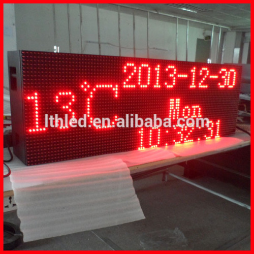 single color message moving computer controlled led display with time temperature humidity