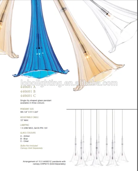 lily shaped glass pendant/color lamp pendant/flower chandelier/multi colored murano glass arts