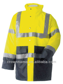 HI-VISIBLE MEN'S COTTON PADDED WORK JACKET WITH STRONG POCKETS