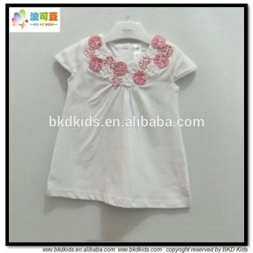 BKD high quality handmade flower baby clothes with white baby dresses