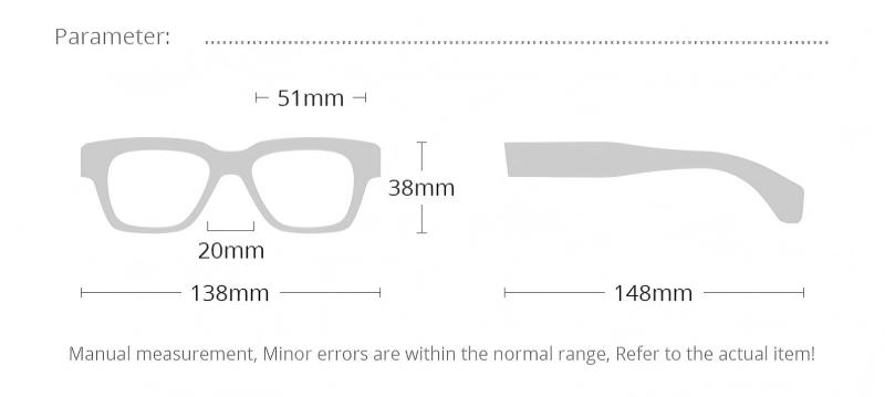 Mellume Thick Acetate Square Sunglasses-ME2036 Size