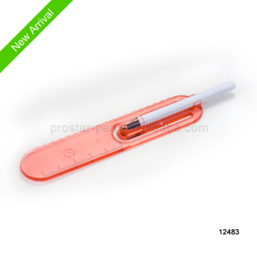 2014 Cheapest Plastic Flat Promotional Bookmark Pen With Rule