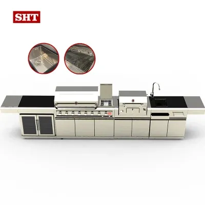 New Fashion Design BBQ Outdoor Kitchen Cabinet with Galss Covering