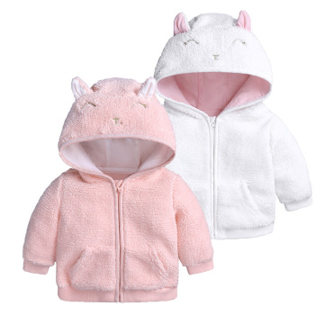 Rabbit ears hooded baby boy jacket winter lamb velvet thickened baby jackets girls winter