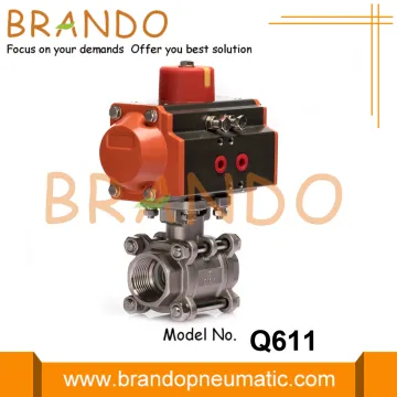 1'' 3 Piece Ball Valve With Pneumatic Actuator