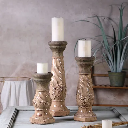 Antique Design Cement Candle Stick Holders for Wholesale: Retro Tealight Candle Holders