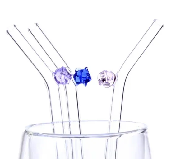 custom logo colored glass drinking straw