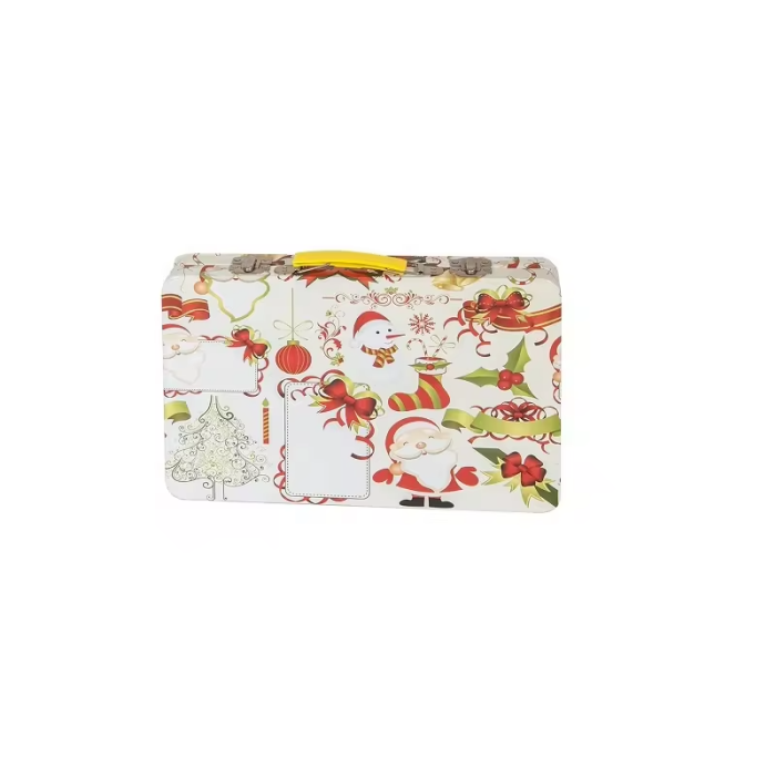DADI Rectangular Handle Box Tin with Christmas Design
