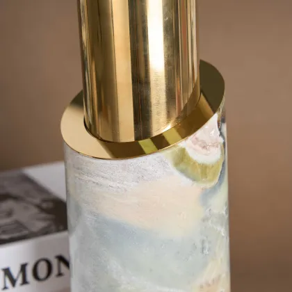 Yinhe Stone 2024 Luxury Marble Metal Flower Pot Vase in Bulgari Green - Home Decor Maison