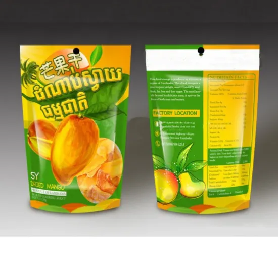 customized logo dehydrated fruit/vegetable/apple bag with zipper