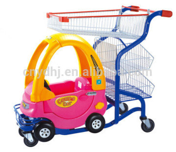 Supermarket Children Metal Shopping Cart with Toy Baby Seat for Sale Yuanda Manufacturer