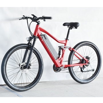 27,5 inch elektrische mountainbike met vier-links buisvork, achterste schok, 250 W achtermotor en slimme technologie