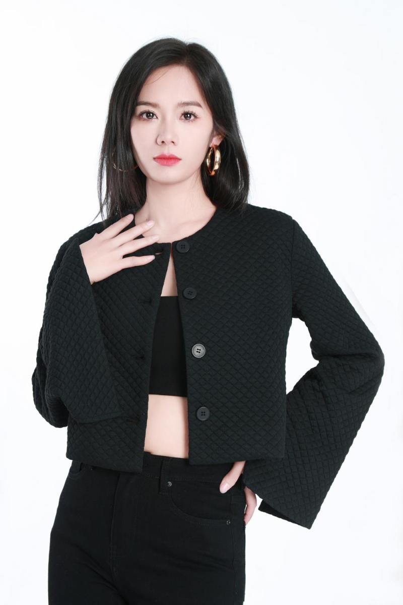 Ladies Black Woven Jacket