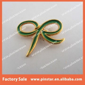 Custom High Quality Fancy Green Ribbon Lapel Pin Charity Pin Cancer Care Ribbon Pin