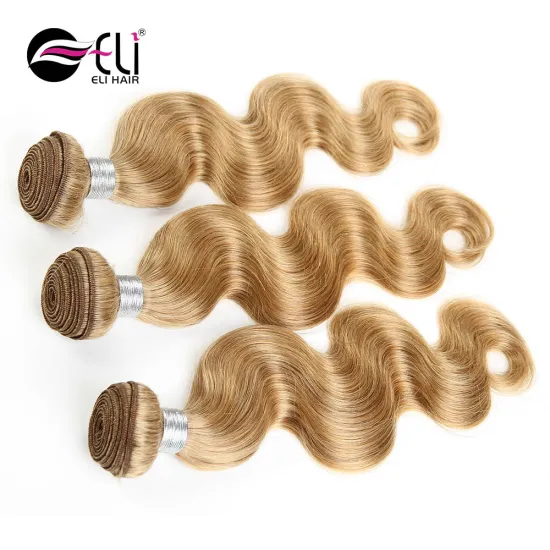 Fashionable Blonde Brazilian Hair Color 27,Double Weft Sew In Human Hair Weave Ombre Hair Extensions
