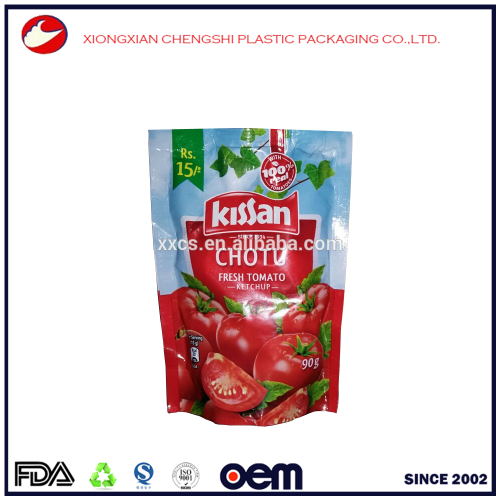 90g Tomato Ketchup Flexible Sterile Packaging Stand Up Pouch