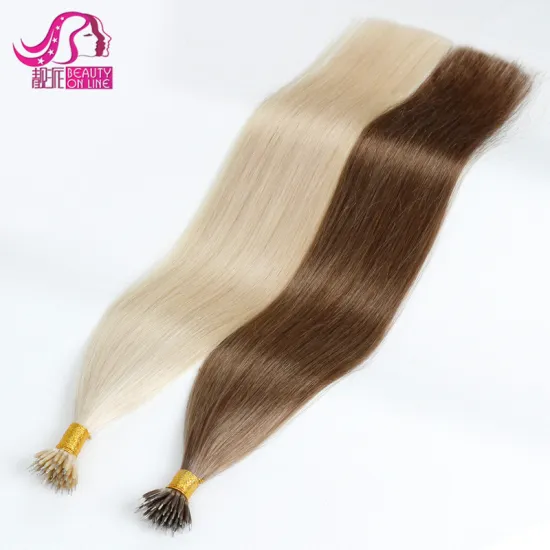 Wholesale Double Drawn Cuticle Aligned Hair 100% Virgin Remy Hair Italy Keratin Nano Ring Hair Extensions