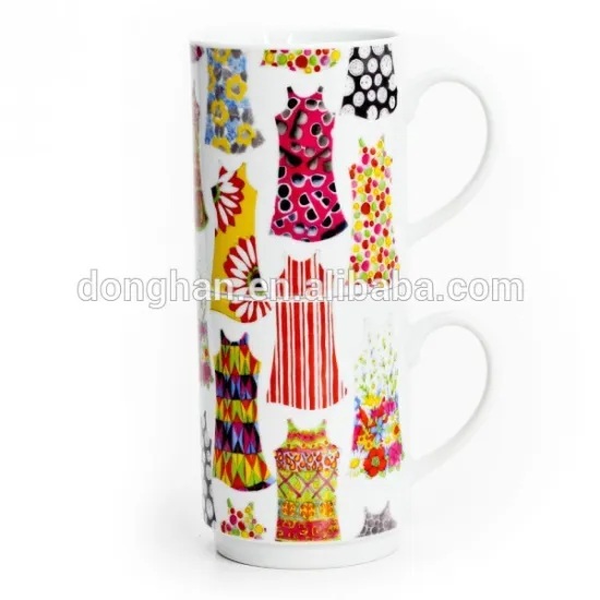porcelain stackable mug set with color dress picture