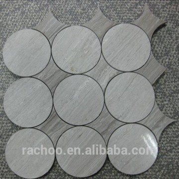 Natural light wood marble Waterjet mosaic tile use for home docorate