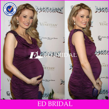 BY1246 Sexy Celebrity Purple Short Tight Maternity Evening Dresses for Pregnant Women