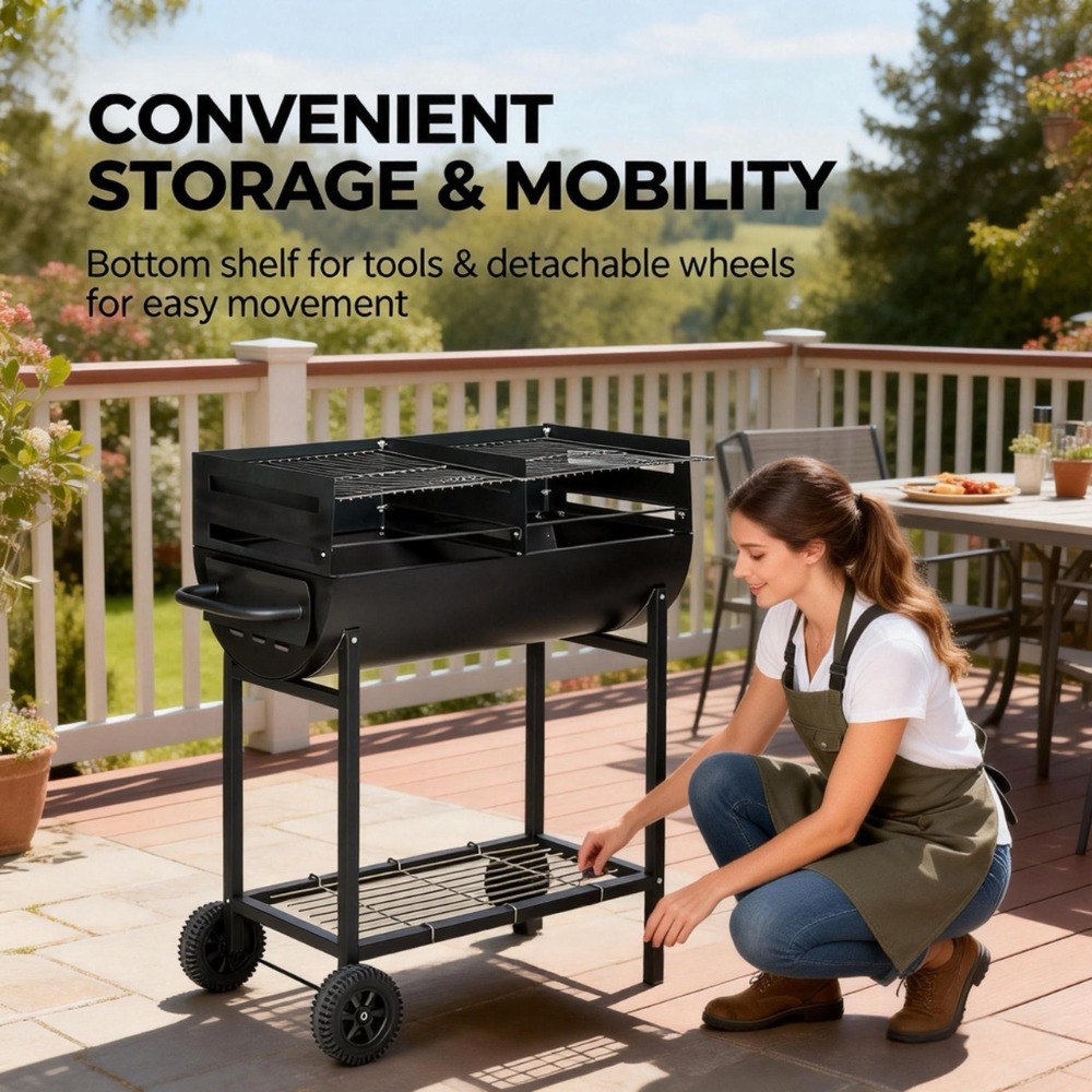 Double-layer portable charcoal grill
