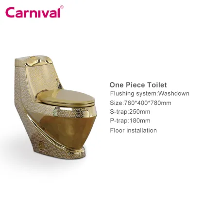 Golden Royal Design One-Piece Bathroom Ceramic Toilet